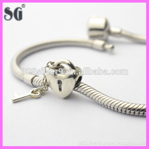 2016 Fahsion Customized Heart Key Locks 100% Genuine 925 Sterling Silver Charms For European Bracelets